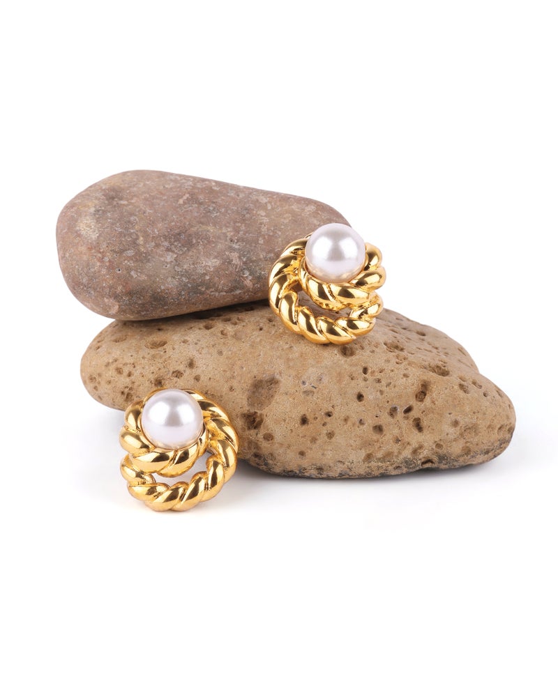 TAAHIRA Baroque Gold Plated Twisted Earrings - Image 2